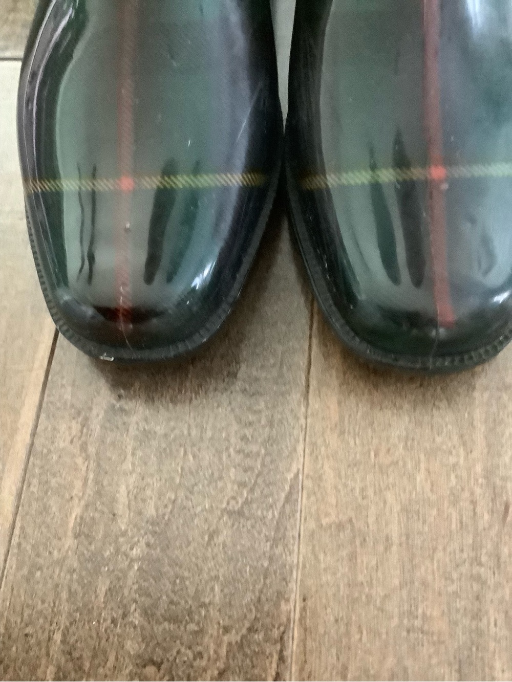 Ralph Lauren Dark Green Tartan Mid-Calf Rain Boots - Picture 3 of 7